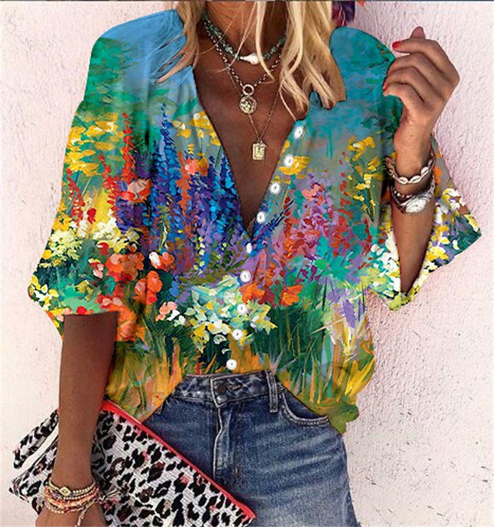 Drune | Spitzenbestickte Boho Langarm Tunika Bluse