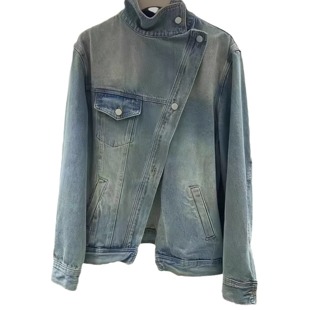 Damen modische Jeansjacke mit asymmetrischem Schnitt Drune