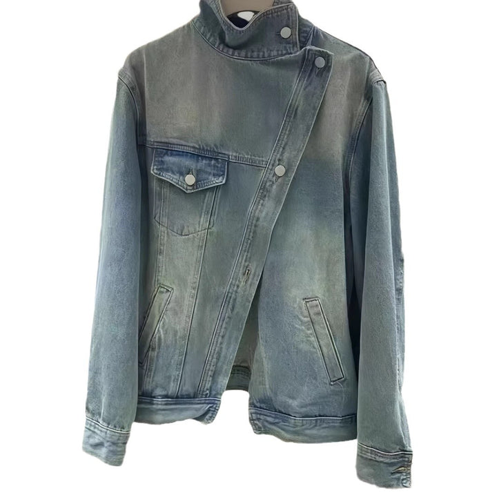 Damen modische Jeansjacke mit asymmetrischem Schnitt Drune