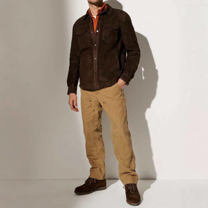 Herren Wildlederjacke im modernen Schnitt mit praktischen Taschen Drune
