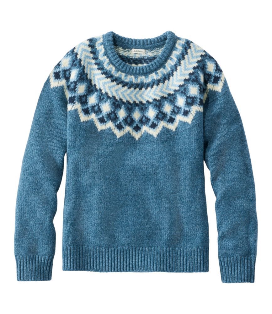 Damen nan Norwegerpullover aus Wollmix mit Rundhalsausschnitt und traditionellem Fair-Isle-Yoke Drune