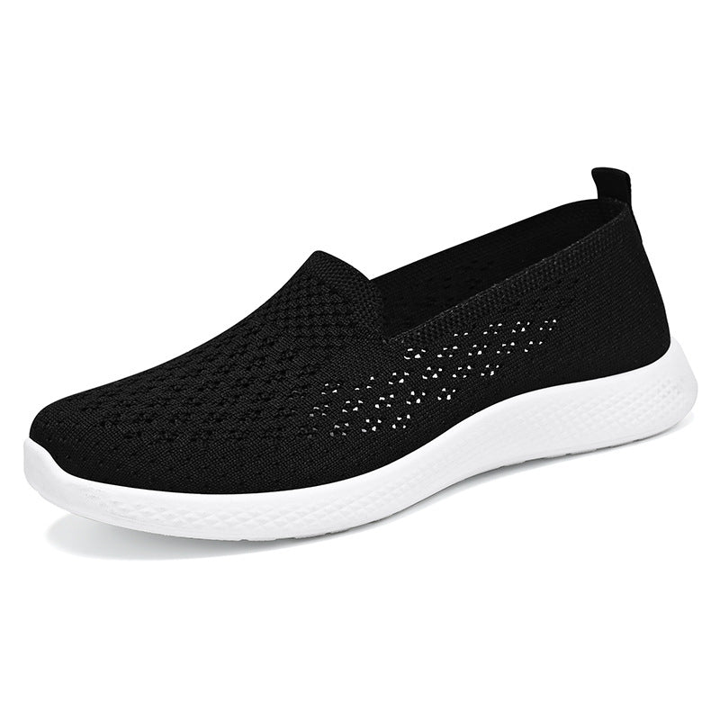 Damen nan nahtloser Strick-Slipper mit perforierter Luftnetzstruktur, ergonomischem Memory-Fußbett und leichter EVA-Dämpfung Drune