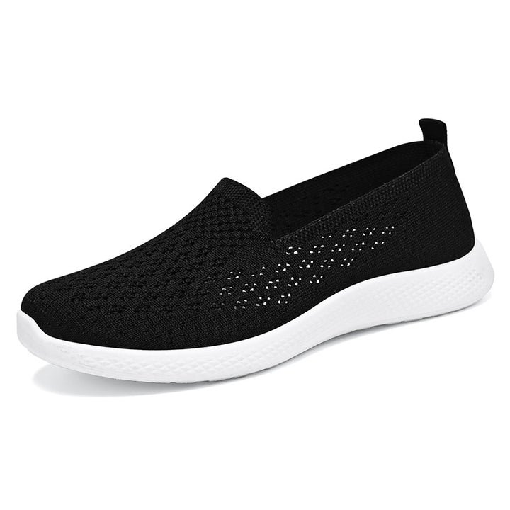 Damen nan nahtloser Strick-Slipper mit perforierter Luftnetzstruktur, ergonomischem Memory-Fußbett und leichter EVA-Dämpfung Drune