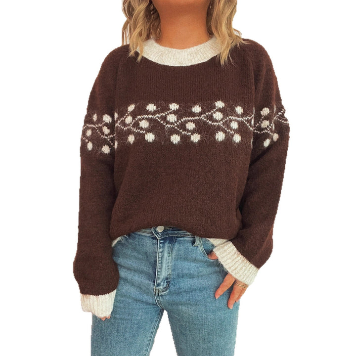 Damen Strickpullover mit floralem Muster und weichem Material Drune