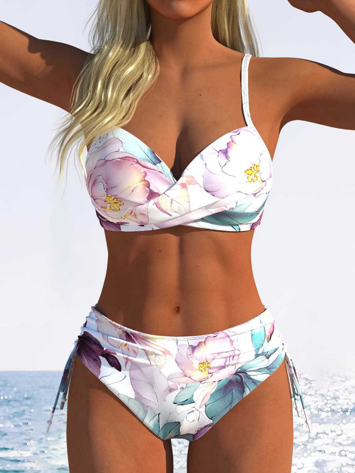 Damen Bikini-Set mit gepolstertem Oberteil und hohem Bund Drune