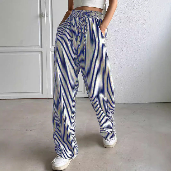 Damen Weite Streifen-Hose Drune