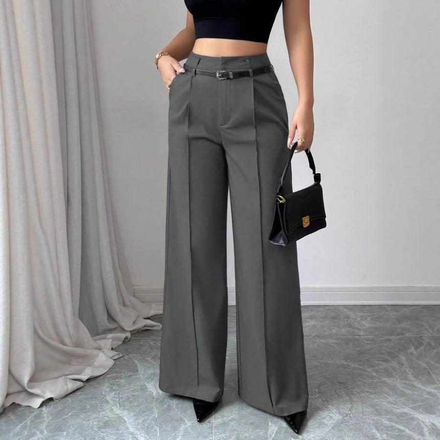 Damen elegante weite Hose mit Bindegürtel Drune