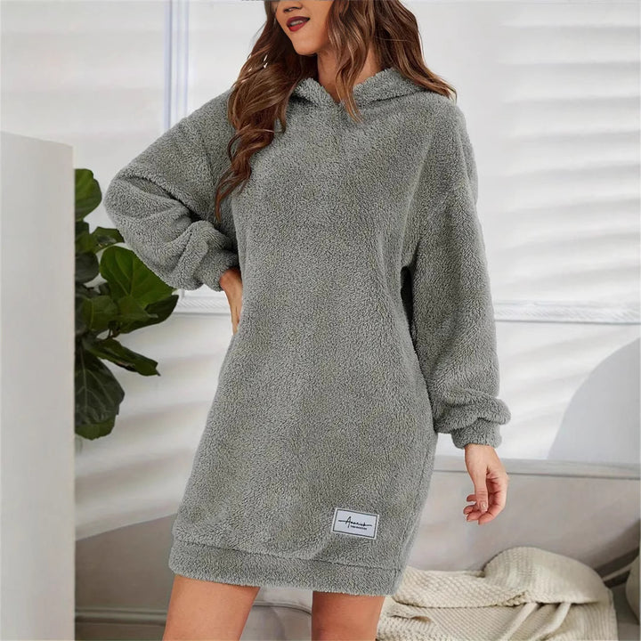 Damen Kuscheliges Hoodie-Kleid Drune