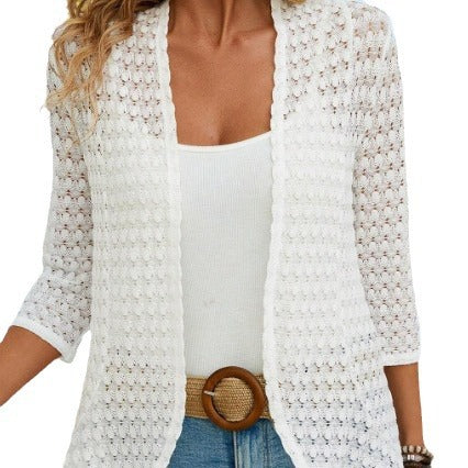 Damen luftige Spitzenjacke mit offenem Frontdesign Drune