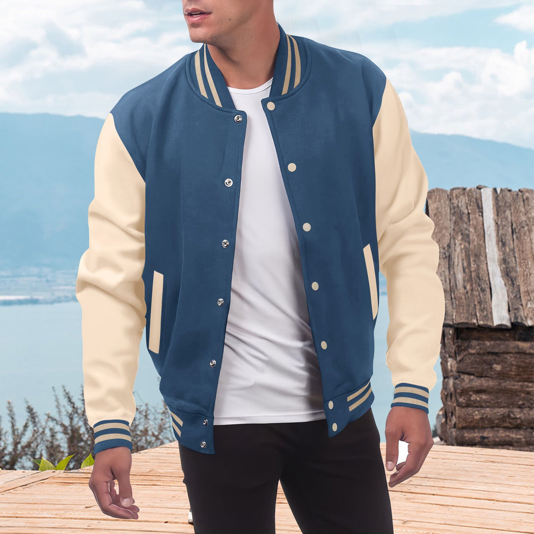 Herren sportliche Collegejacke mit kontrastierenden Ärmeln und hochwertigem Stoff Drune