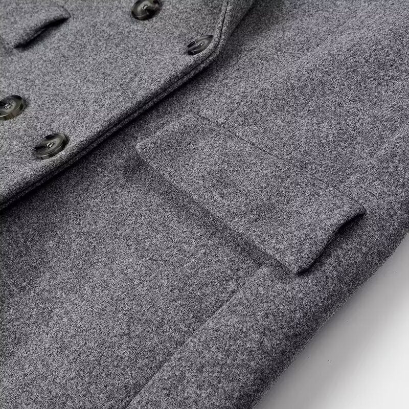 Damen eleganter oversized Wollmantel mit doppelter Knopfleiste Drune