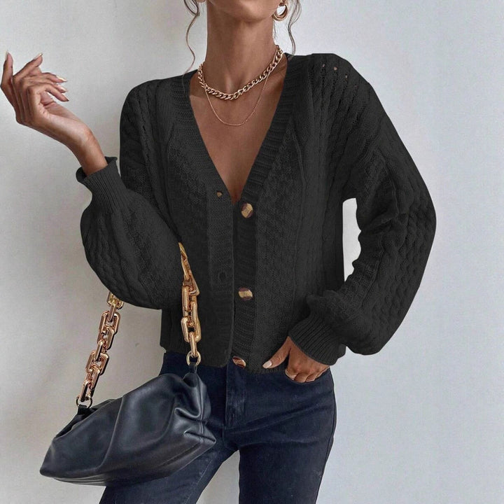 Damen verspielte Strickjacke mit Knöpfen und strukturierter Oberfläche Drune