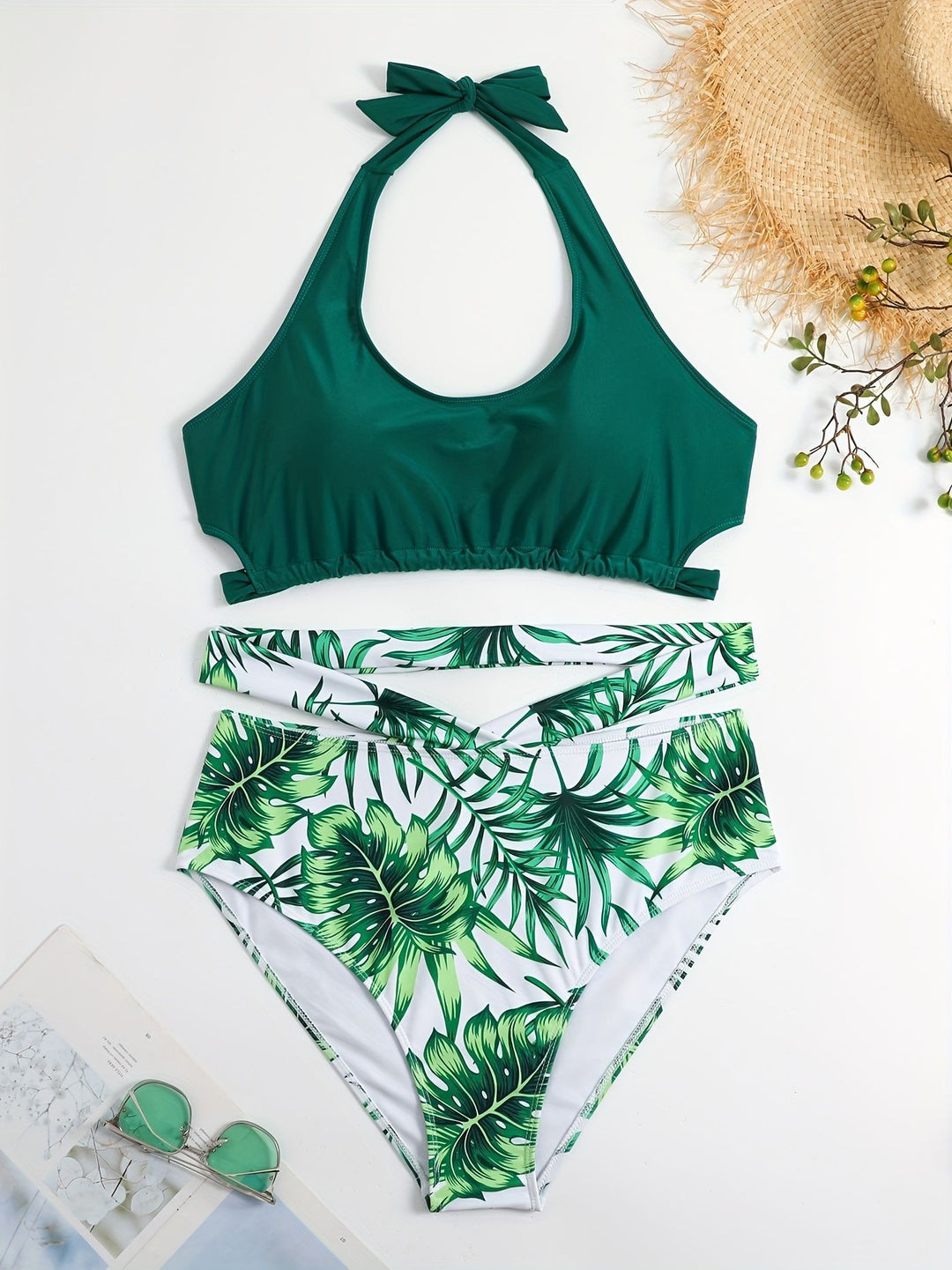 Damen Sportlich elegantes Bikini-Set mit floralem Design Drune