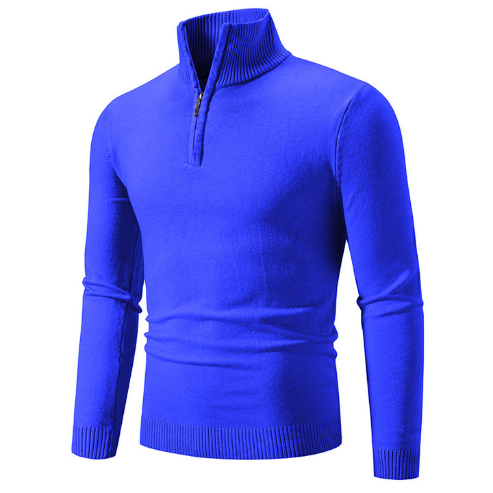 Herren nan Feinstrick-Halbzip-Pullover mit Rippen-Stehkragen und schmaler Passform Drune