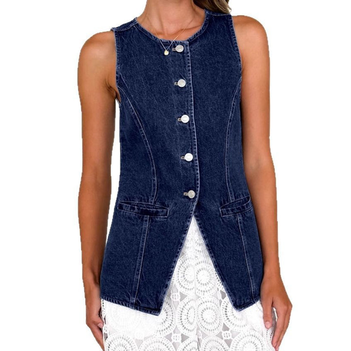 Damen Denim-Hemdjacke mit modernem Schnitt und Knopfdetails Drune