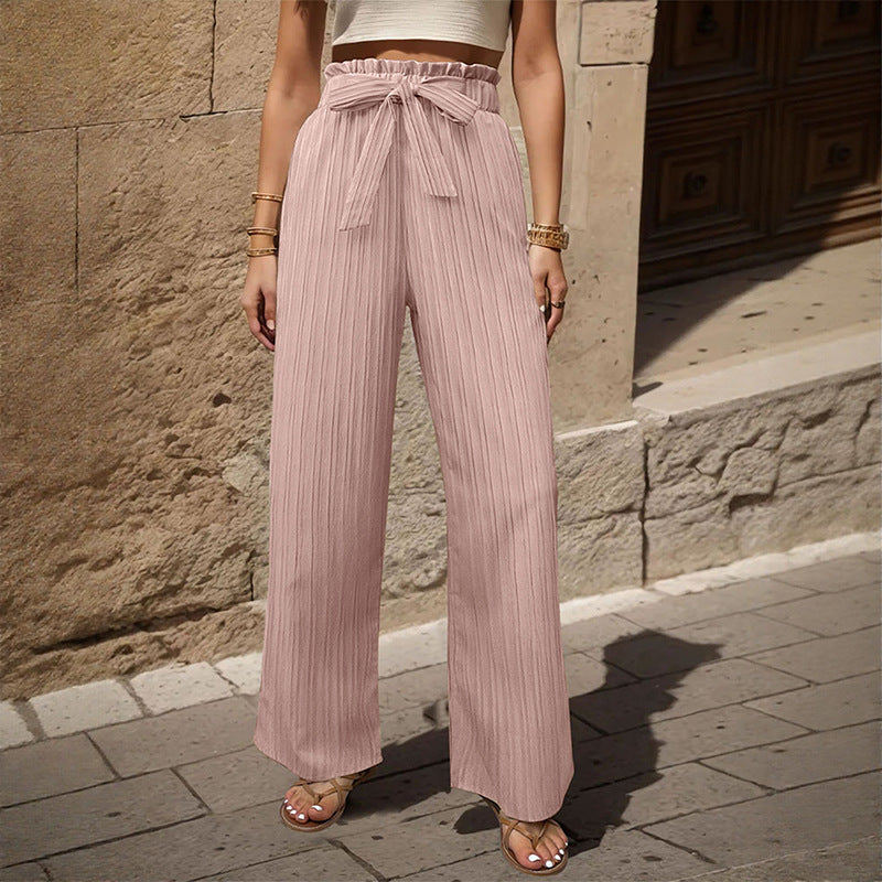 Damen Plisseehose mit elastischem Bund und Taillengürtel Drune
