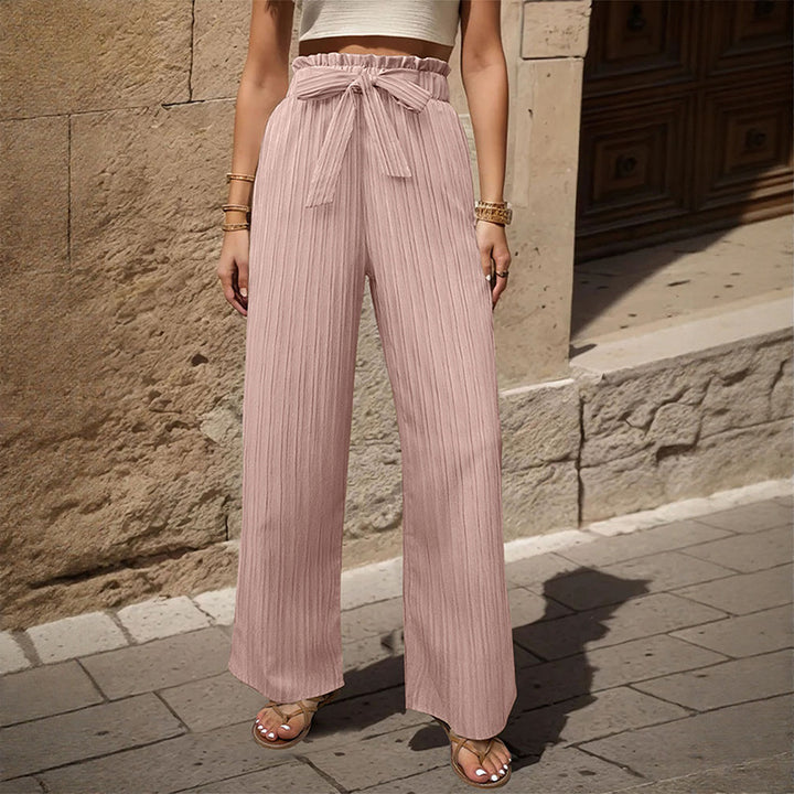 Damen Plisseehose mit elastischem Bund und Taillengürtel Drune
