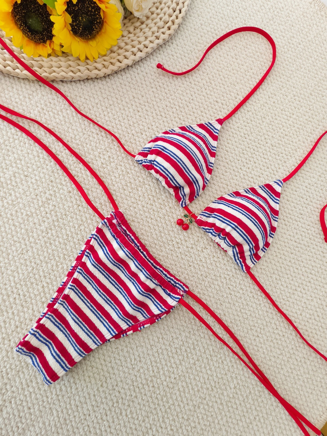 Damen Bikini-Set mit zeitlosem Streifenmuster und verstellbaren Trägern Drune