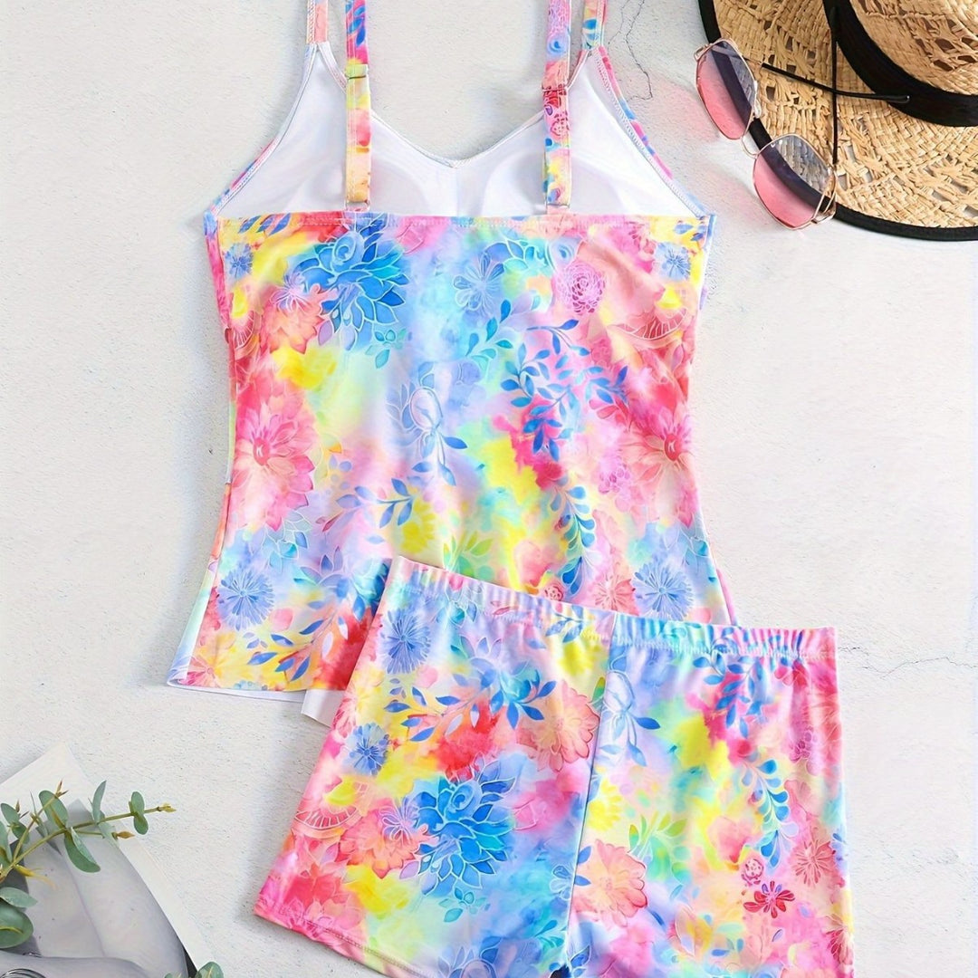 Damen Freizeit-Badeoberteil mit leichtem Rüschendesign und Shorts Drune
