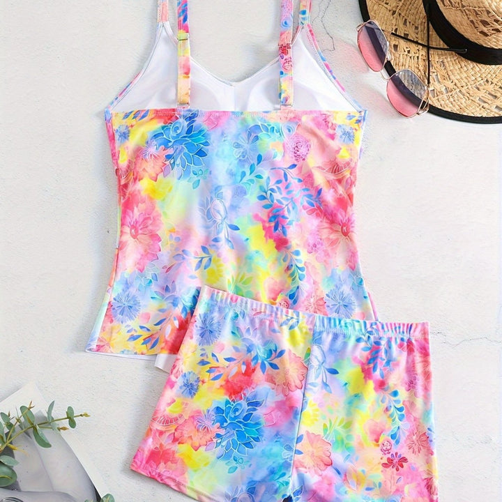 Damen Freizeit-Badeoberteil mit leichtem Rüschendesign und Shorts Drune