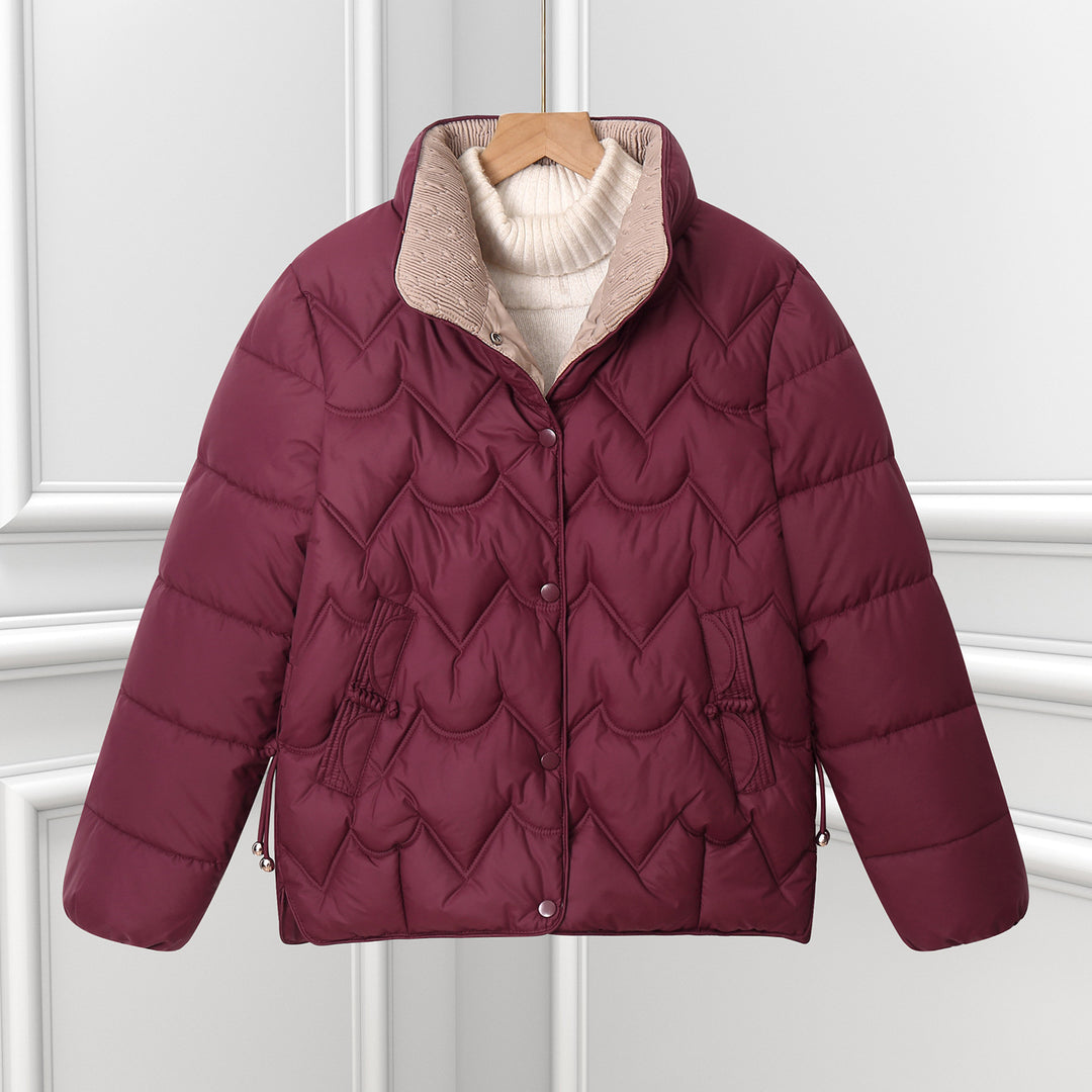 Damen Komfortable gesteppte Jacke mit hohem Kragen und Reißverschlusstaschen Drune