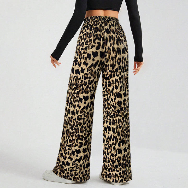 Damen Weite Palazzo-Hose mit tierischem Print und komfortablem Elastikbund Drune