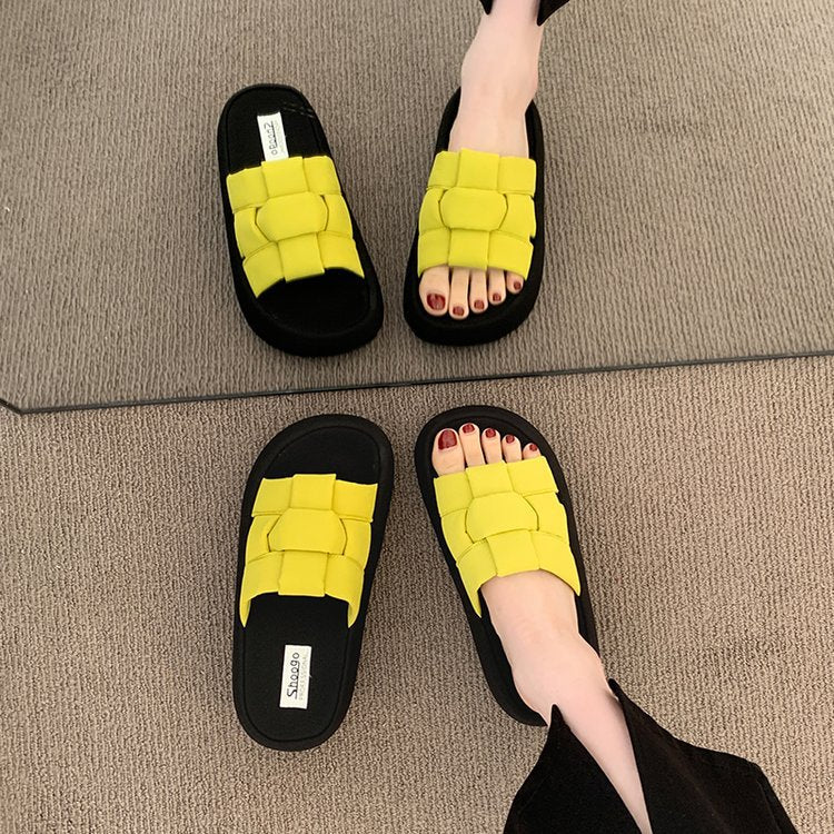 Damen bequeme Platform-Pantoletten mit gekreuzten Riemen Drune