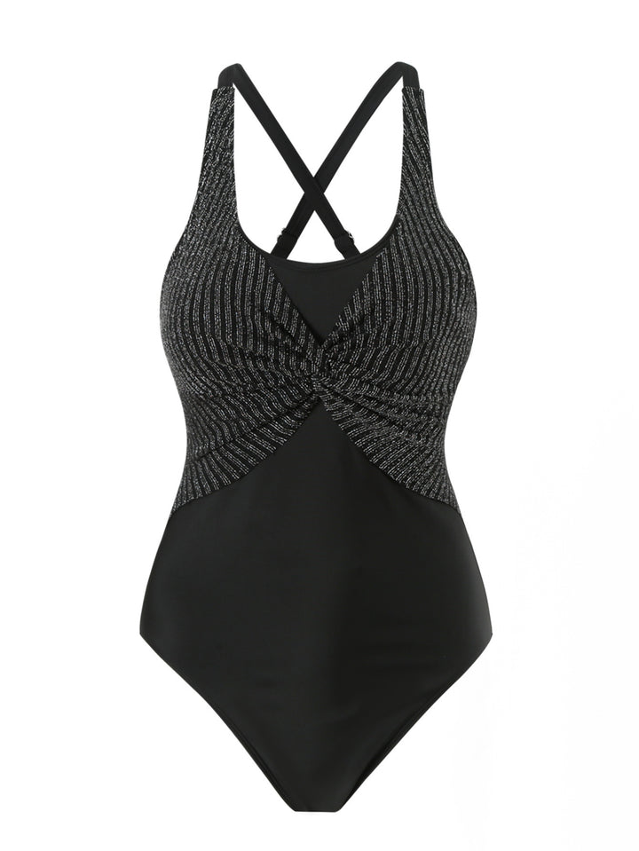 Damen Sportlicher Einteiler Badeanzug mit stilvollem Wickel-Design Drune