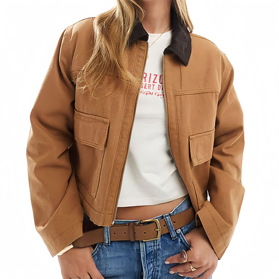 Damen modische Kurzjacke im Utility-Stil Drune