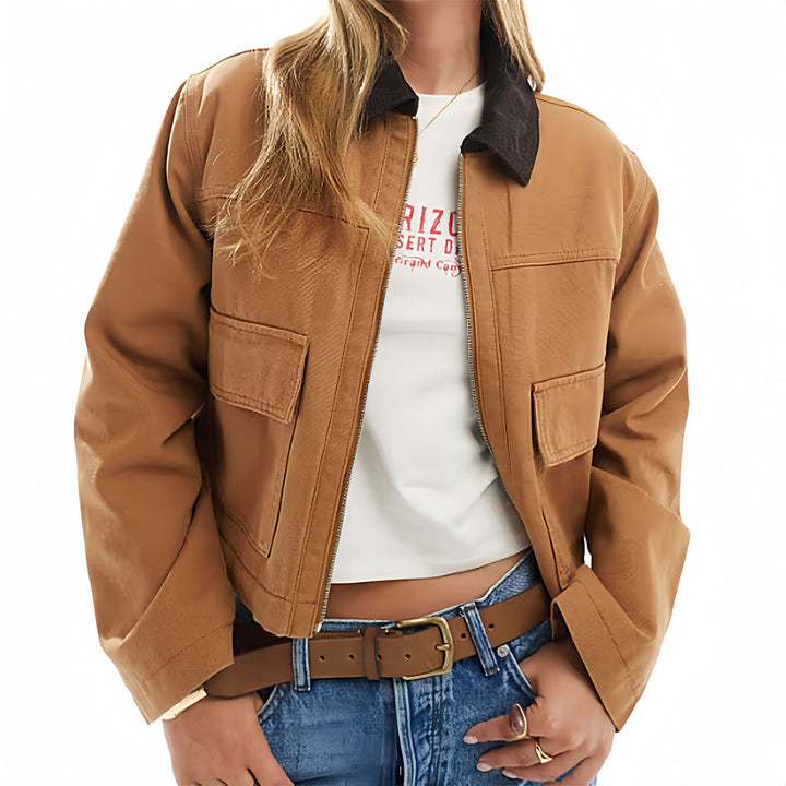 Damen modische Kurzjacke im Utility-Stil Drune