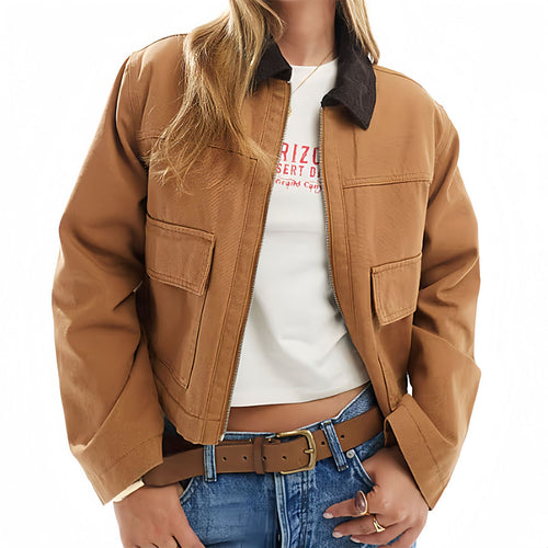 Damen modische Kurzjacke im Utility-Stil Drune