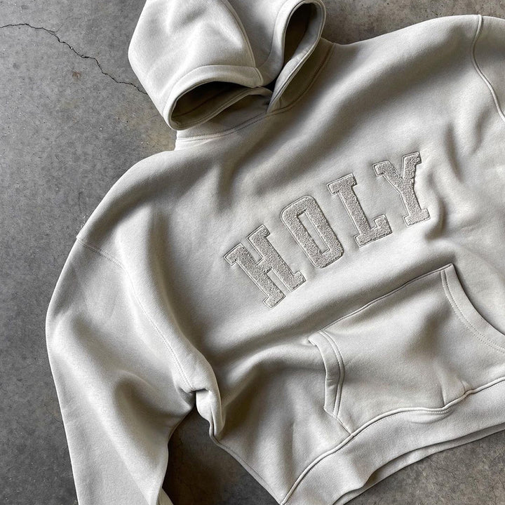 Damen oversized Kapuzenpullover aus weichem Baumwollmix mit elegantem Logo-Stick Drune