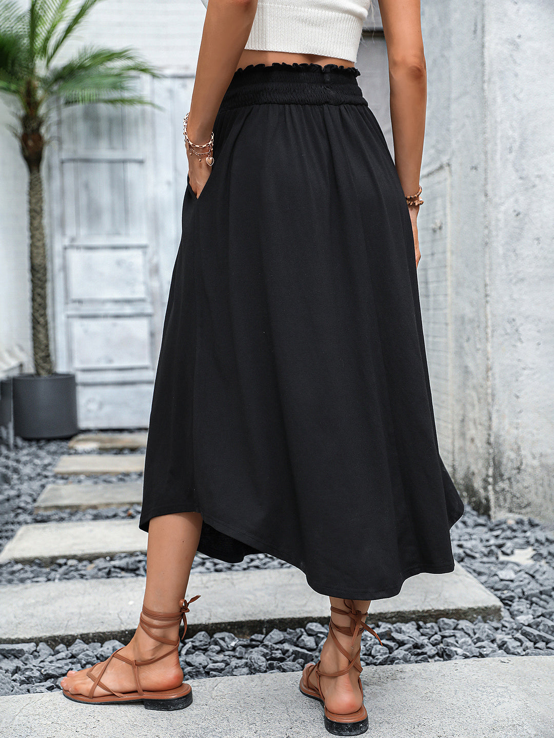 Damen Midirock mit elastischem Bund und praktischen Seitentaschen Drune