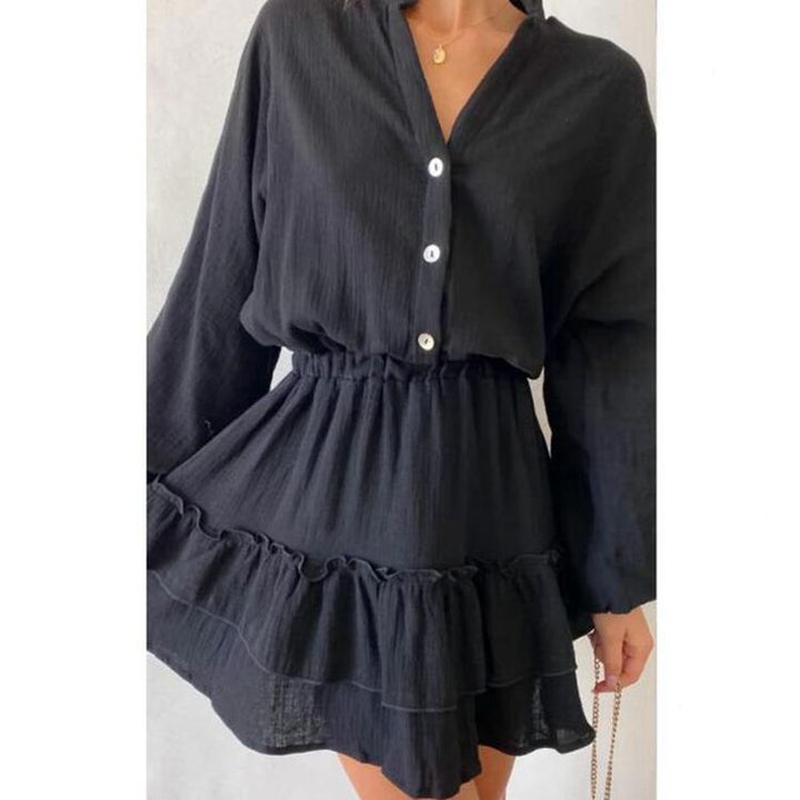 Damen Blusenkleid mit Rüschendetails und tailliertem Schnitt Drune