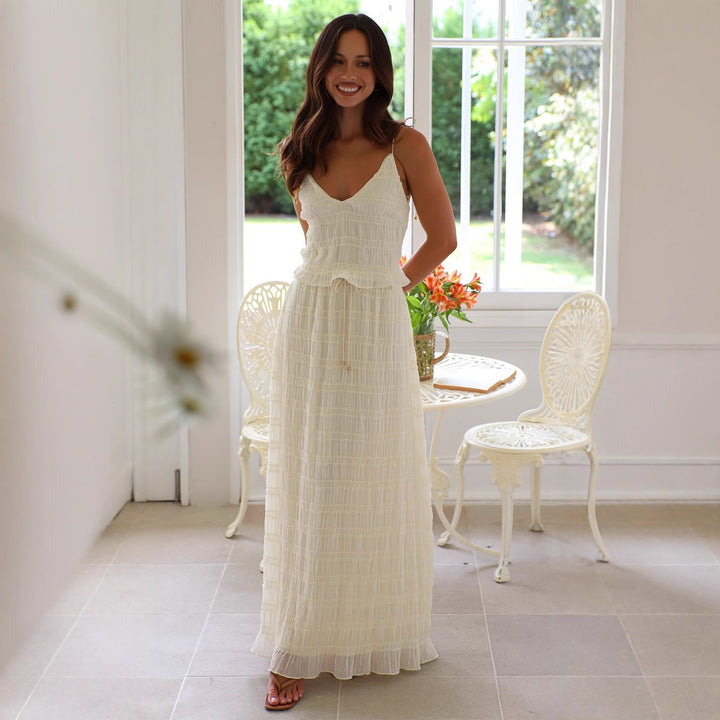 Damen Maxikleid mit zarten Rüschen Drune