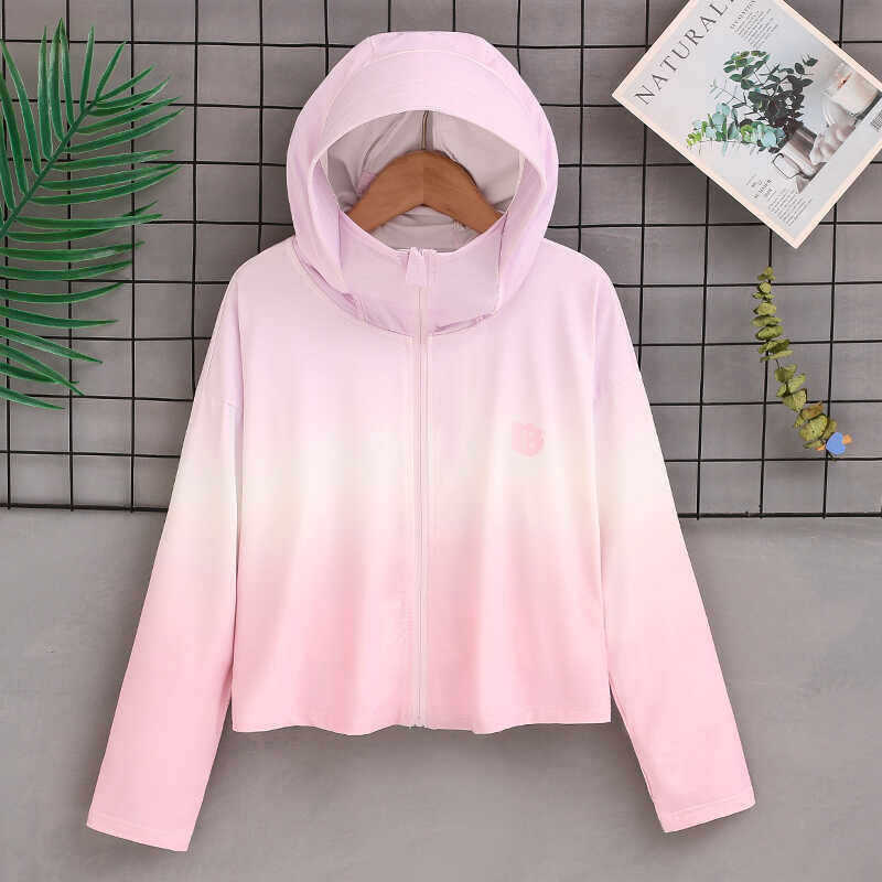 Damen nan ultraleichte Sonnenschutz-Hoodie mit Ombre-Verlauf und kurzem Schnitt Drune