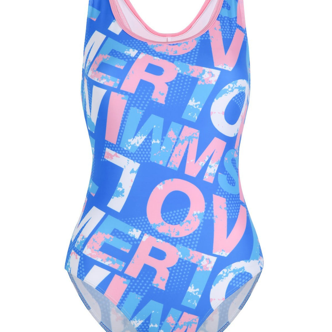Damen Einteiliger Sportbadeanzug mit grafischem Print Drune