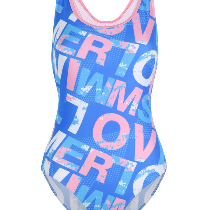Damen Einteiliger Sportbadeanzug mit grafischem Print Drune