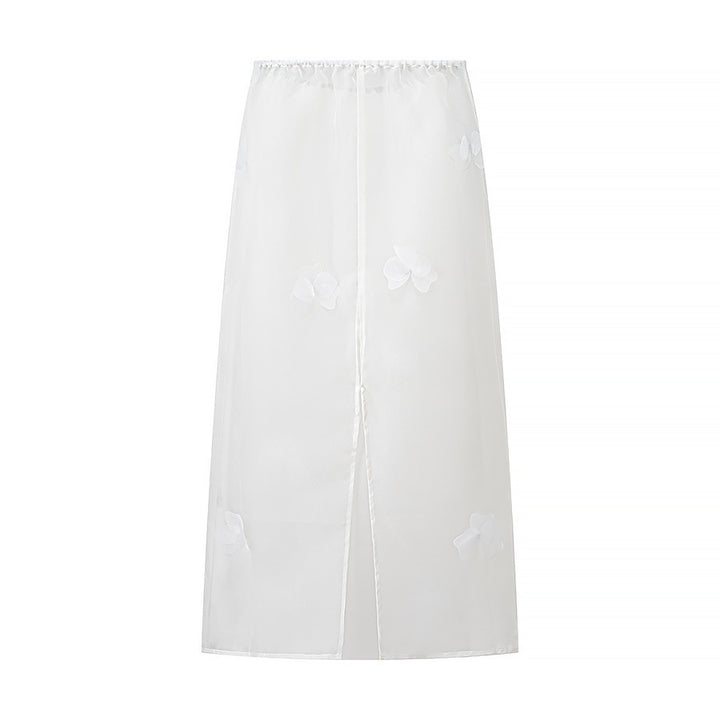 Damen lange transparente Bluse mit floralem Design und seitlichem Schlitz Drune