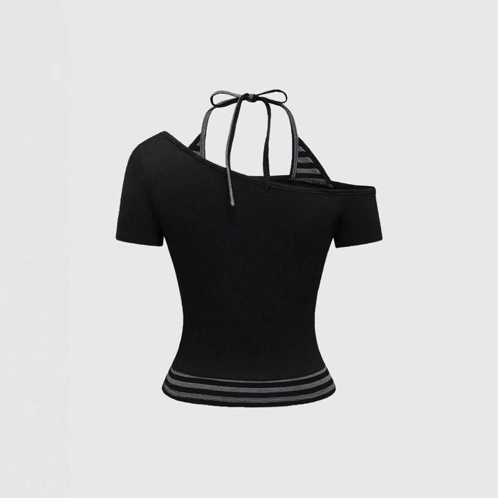 Damen Off-Shoulder Top mit grafischem Design Drune