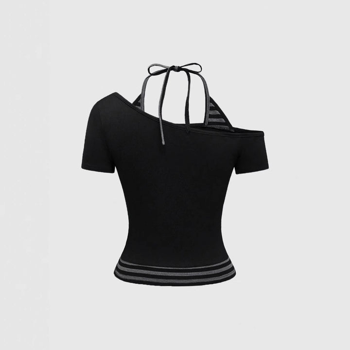 Damen Off-Shoulder Top mit grafischem Design Drune