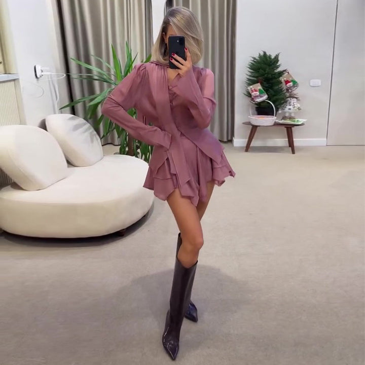 Damen Luftige und elegante Bluse mit Raffungen Drune