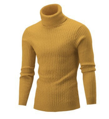 Herren nan gerippter Rollkragenpullover mit Zopfmuster und körpernaher Slim-Fit-Silhouette Drune