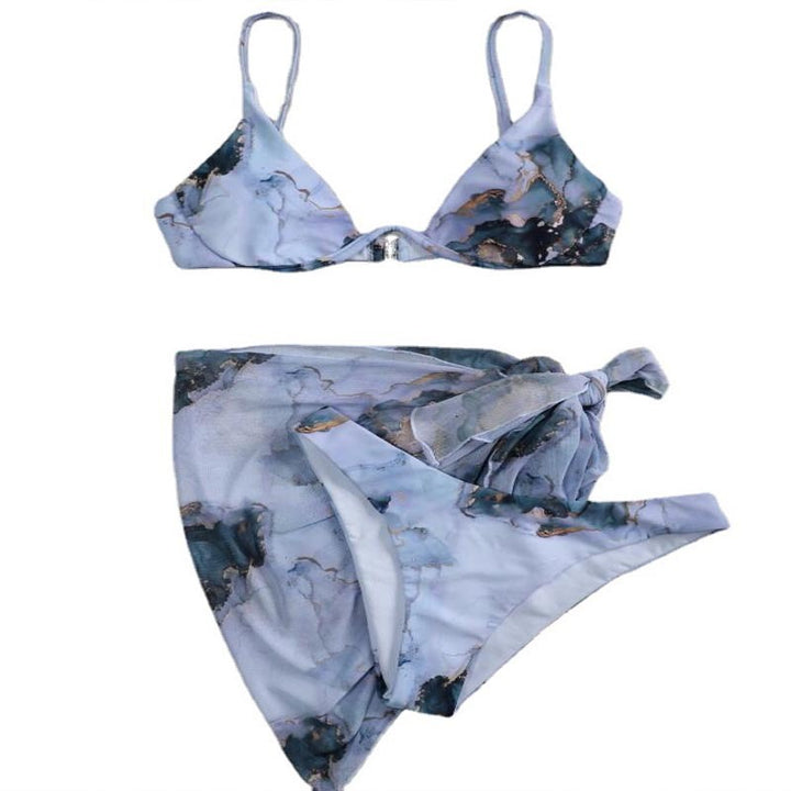 Damen Triangel-Bikini-Set mit Übergroßem Wickelrock Drune