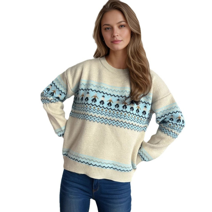 Damen kuscheliger Strickpullover mit festlichem Zopfmuster Drune