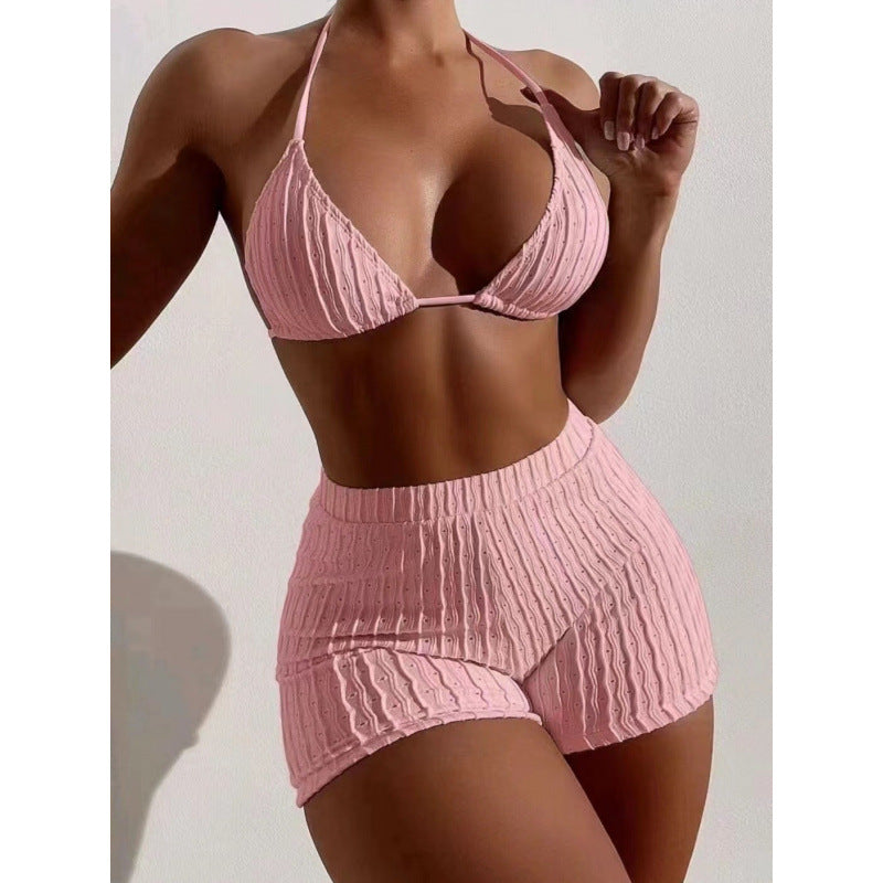 Damen Triangel-Bikini mit hochwertigem Rüschendesign und stretchy Shorts Drune