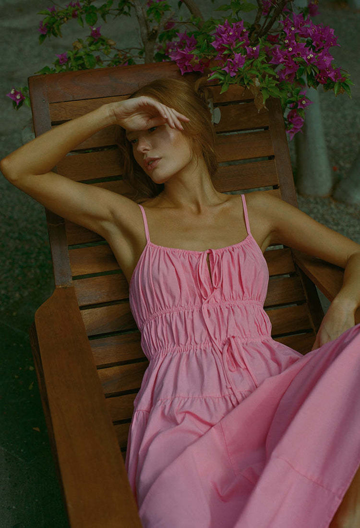 Damen luftiges Sommerkleid mit verstellbaren Trägern Drune