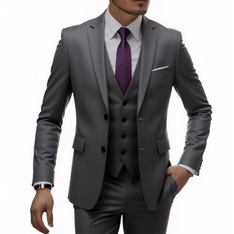 Herren nan dreiteiliges Slim-Fit Anzugset mit Weste, schmalem Revers und taillierter Silhouette Drune