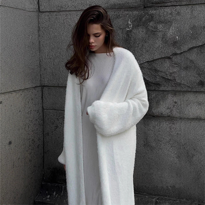 Damen Flauschiger Cardigan mit überschnittenen Schultern Drune