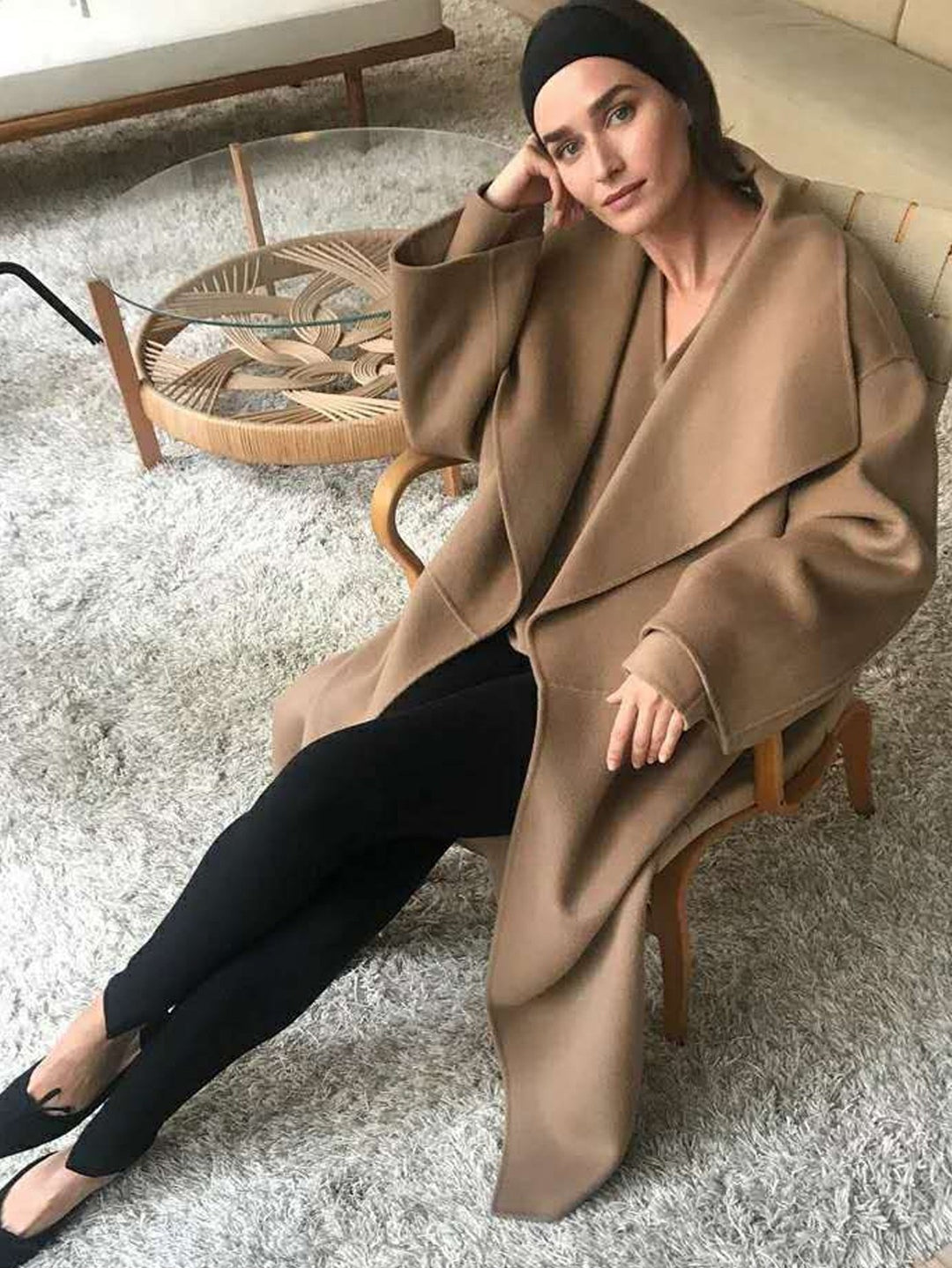 Damen Eleganter Oversize-Mantel mit offenem Vorderteil Drune